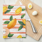 Mango fruitpatroon met groene bladeren theedoek (Quarter Fold)