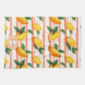 Mango fruitpatroon met groene bladeren theedoek (Horizontaal)