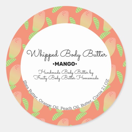 Mango Geur Boter Bad Merkverpakking Ronde Sticker (Voorkant)