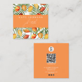  Mango & Groen QR Code Business Logo Vierkante Visitekaartje (Voorkant / Achterkant)