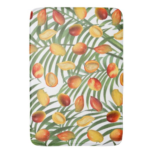  Mango & Groen Zomer Fruitpatroon Badmat (Voorkant Verticaal)