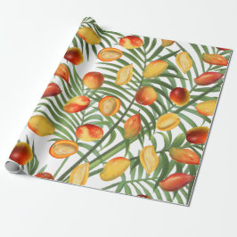 Mango & Groen Zomer Fruitpatroon Cadeaupapier