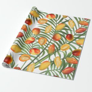  Mango & Groen Zomer Fruitpatroon Cadeaupapier