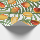  Mango & Groen Zomer Fruitpatroon Cadeaupapier (Hoek)