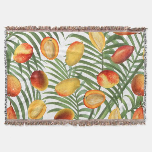  Mango & Groen Zomer Fruitpatroon Deken (Voorkant)