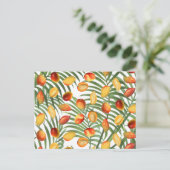  Mango & Groen Zomer Fruitpatroon Feestdagenkaart (Staand voorkant)