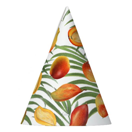  Mango & Groen Zomer Fruitpatroon Feesthoedjes (Links)