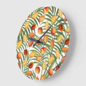 Mango & Groen Zomer Fruitpatroon Grote Klok (Hoek)