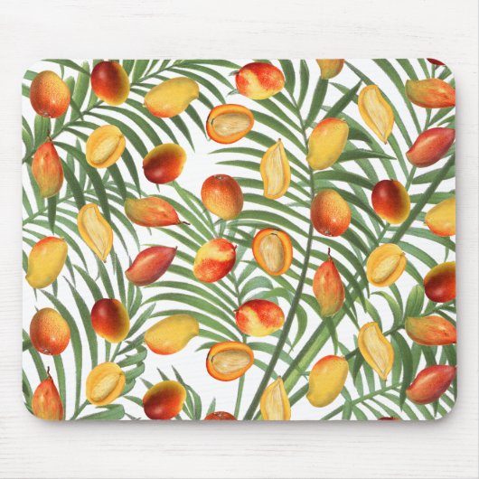  Mango & Groen Zomer Fruitpatroon Muismat (Voorkant)