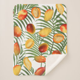 Mango & Groen Zomer Fruitpatroon Sherpa Deken