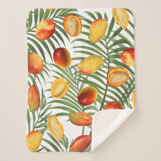 Mango & Groen Zomer Fruitpatroon Sherpa Deken (Voorkant)