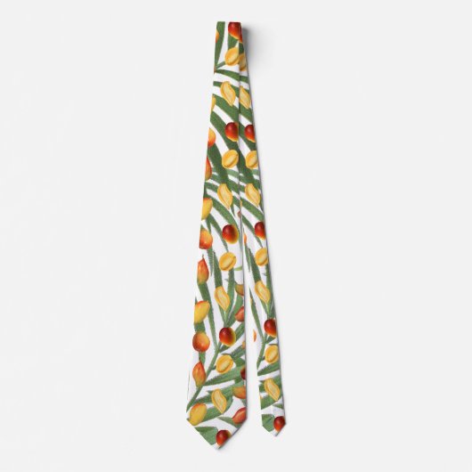  Mango & Groen Zomer Fruitpatroon Stropdas (Voorkant)