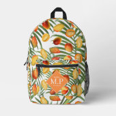 Mango & groen Zomerfruit Monogram Bedrukte Rugzak (Voorkant)