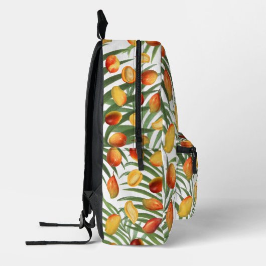 Mango & groen Zomerfruit Monogram Bedrukte Rugzak (Links)