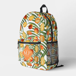 Mango & groen Zomerfruit Monogram Bedrukte Rugzak