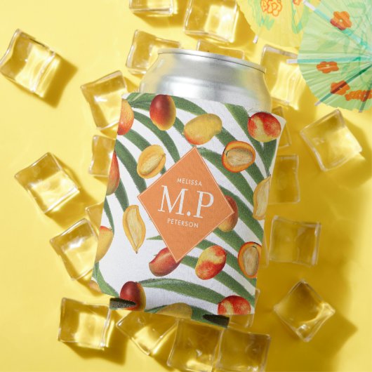  Mango & groen Zomerfruit Monogram Blikjeskoeler (Insitu Zomer)