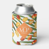  Mango & groen Zomerfruit Monogram Blikjeskoeler (Blikje Voorkant)