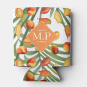  Mango & groen Zomerfruit Monogram Blikjeskoeler (Achterkant)