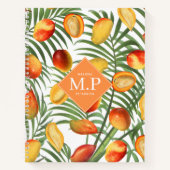 Mango & groen Zomerfruit Monogram Notitieboek (Voorkant)