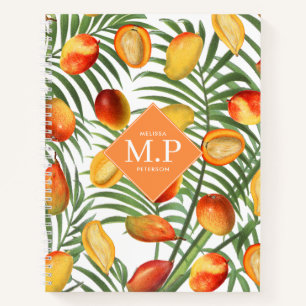  Mango & groen Zomerfruit Monogram Notitieboek