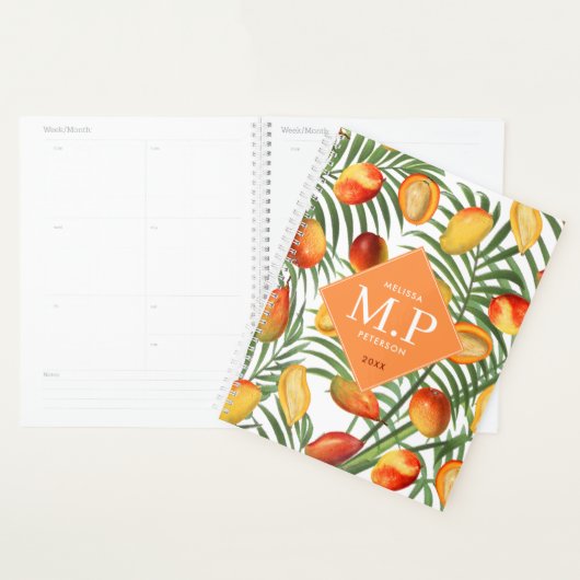  Mango & groen Zomerfruit Monogram Planner (Display)