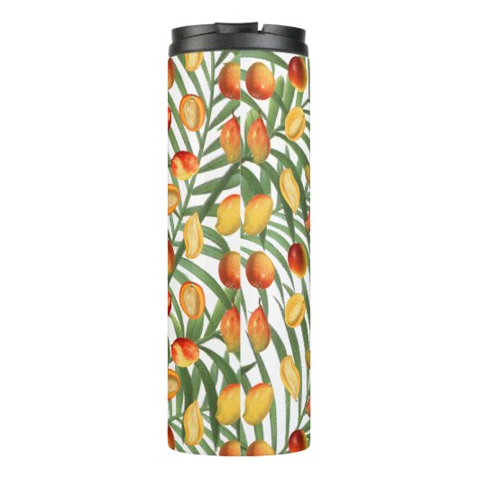 Mango & groen Zomerfruit Monogram Thermosbeker (Achterkant)