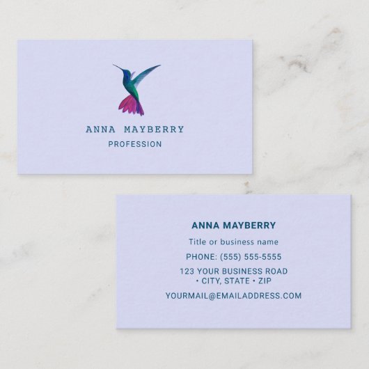 Mango Hummingbird met een groene borstkas Visitekaartje (Voorkant / Achterkant)