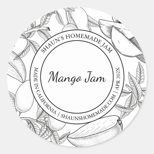 Mango Jam Schets Modern label (Voorkant)