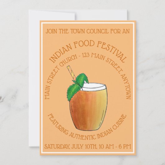 Mango Lassi Drink Indiaas keukenfestival Kaart (Voorkant)