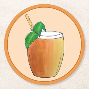 Mango Lassi Lassis Indian Food Yogurt Drink Ronde Kartonnen Onderzetter