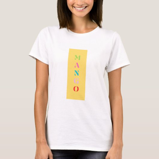 "Mango" Leuk grafisch T-shirt – vet geel (Voorkant)