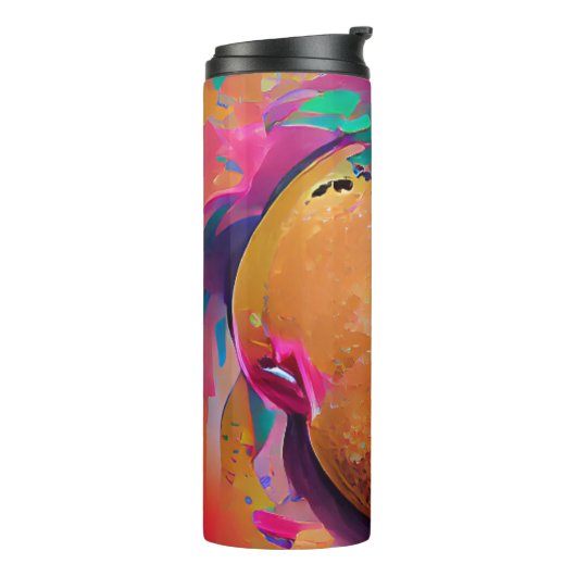 Mango levendige kleurrijke abstracte grafische kun thermosbeker (Gedraaid links)