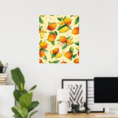 Mango Madness | Tropisch Waterverf Mango Patroon Poster (Thuiskantoor)