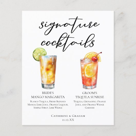 Mango Margarita Tequila Sunrise Cocktails Menu (Voorkant)