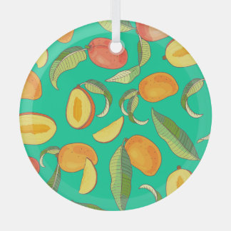 Mango Medley: Tropisch fruitpatroon Glas Ornament