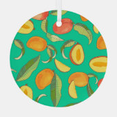 Mango Medley: Tropisch fruitpatroon Glas Ornament (Achterkant)