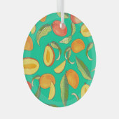 Mango Medley: Tropisch fruitpatroon Glas Ornament (Voorkant Rechts)