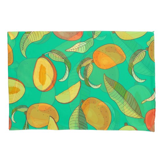 Mango Medley: Tropisch fruitpatroon Kussensloop (Voorkant)
