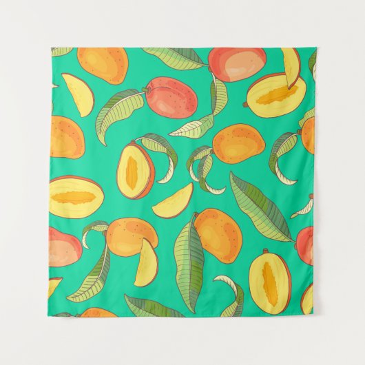 Mango Medley: Tropisch fruitpatroon Wandkleed (Voorkant)