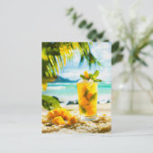 Mango Mint Cocktail – Tropische Vibes Feestdagenkaart (Staand voorkant)