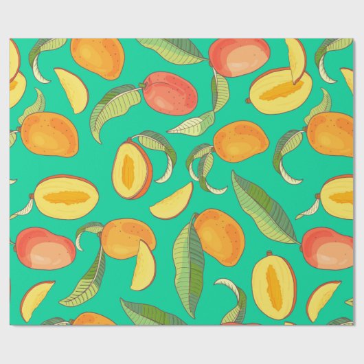 Mango. Naadloos patroon met gele en rode troop Cadeaupapier (Vlak)