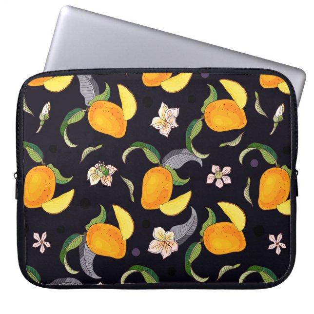 Mango. Naadloos patroon met gele en rode troop Laptop Sleeve (Voorkant)