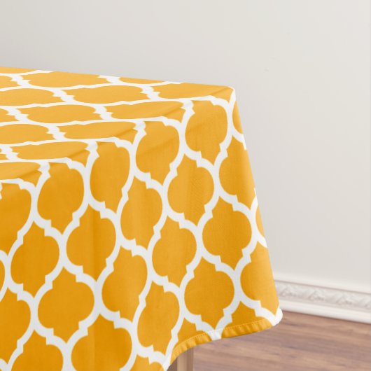 Mango Oranje Marokkaans Quatrefoil Pattern Spring Tafelkleed (Voorbeeld)