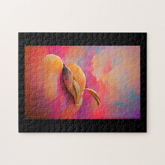 Mango-perzikschil abstracte digitale kunst legpuzzel (Horizontaal)