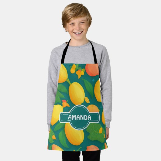 Mango regenboog kleurrijk gepersonaliseerd patroon schort (Gedragen)