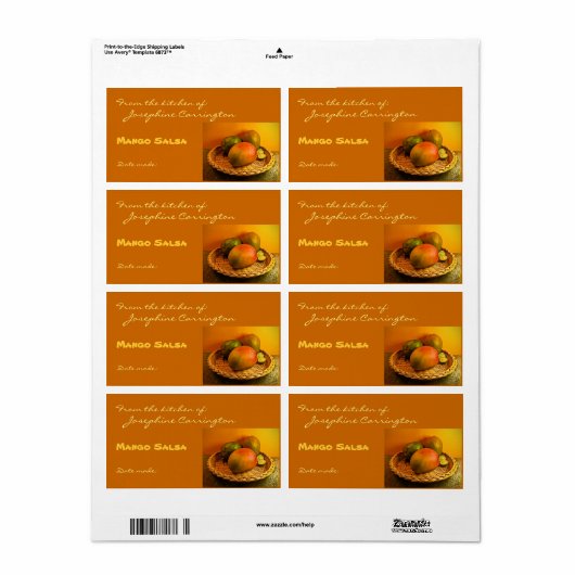 Mango Salsa Canning Labels (Full Sheet)