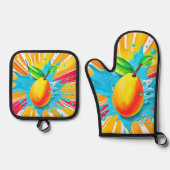 Mango Splash Delight Ovenwant & Pannenlap Set (Voorkant)