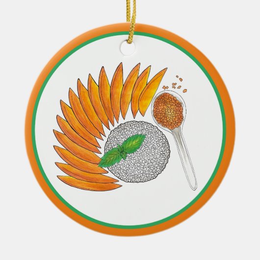 Mango Sticky Rice Dessert Thai Food Cuisine Keramisch Ornament (Voorkant)