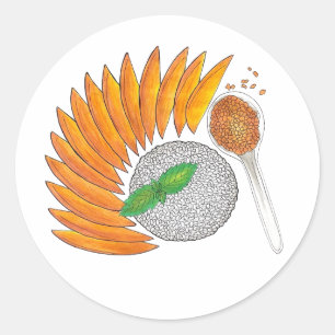 Mango Sticky Rice Dessert Thai Food Cuisine Ronde Sticker
