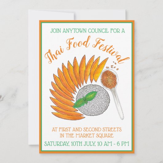 Mango Sticky Rice Thais Restaurant Diner Party Kaart (Voorkant)